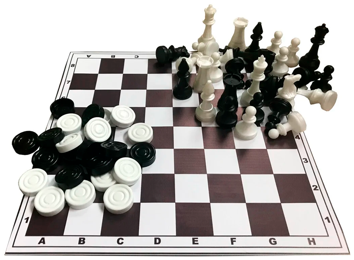 Шахматы + шашки с доской в тубе