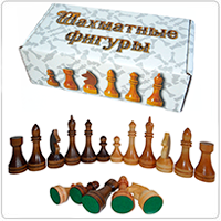 Фигуры шахматные гроссмейстерские деревянные с подклейкой фетром. Высота короля 105 мм, пешки 56 мм. Диаметр короля 35мм, пешки 30мм. В  гофрокоробке