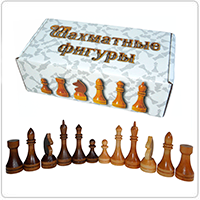 Фигуры шахматные гроссмейстерские деревянные. Высота короля 105 мм, пешки 56 мм. Диаметр короля 35 мм, пешки 30 мм. В гофрокоробке