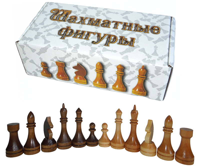 Фигуры шахматные гроссмейстерские деревянные. Высота короля 105 мм, пешки 56 мм. Диаметр короля 35 мм, пешки 30 мм. В гофрокоробке